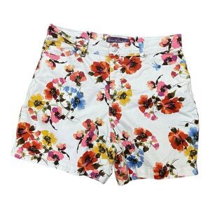 Gloria Vanderbilt Amanda White Dream Garden Floral Shorts Denim Size 14